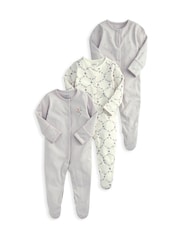 Mamas & Papas Purple 100% Cotton Trellis Print Sleepsuits 3 Pack - Image 1 of 3