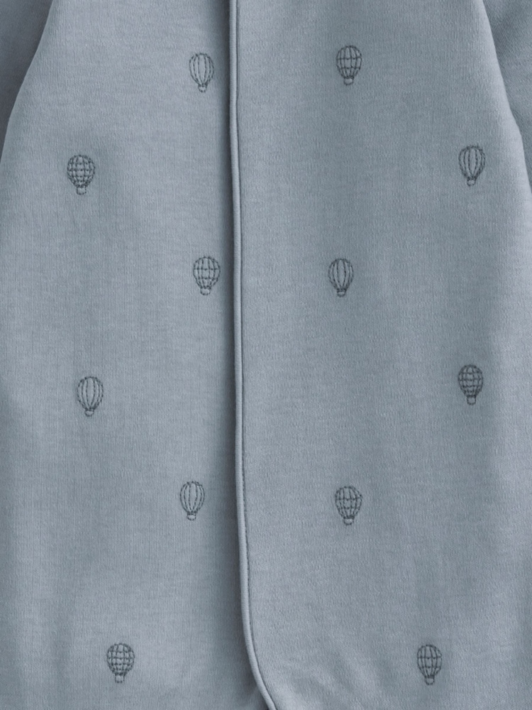 Mamas & Papas Blue Embroidered Balloon 100% Cotton Sleepsuit - Image 3 of 3