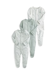 Mamas & Papas modra Whale 100% Cotton Sleepsuits 3 Pack - Slika 1 iz 1
