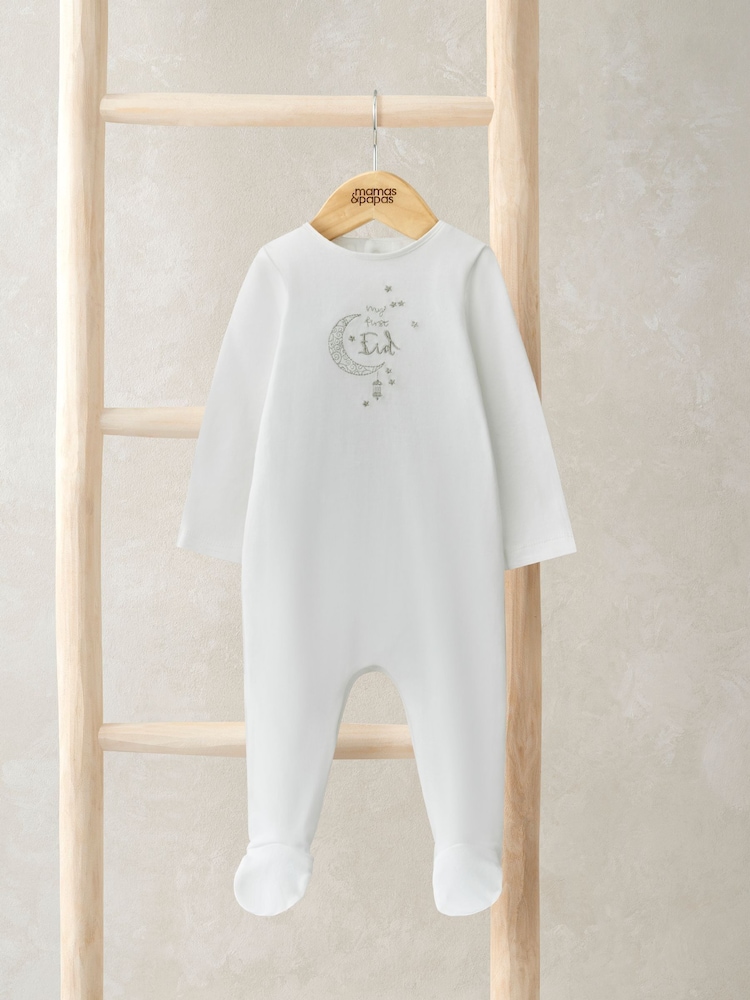 Pijama tipo pelele blanco de algodón 100 % con diseño "My first Eid" de Mamas & Papas - Imagen 1 de 3