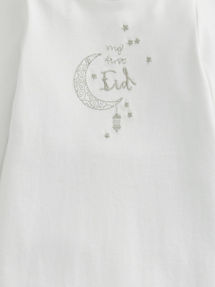 Pijama tipo pelele blanco de algodón 100 % con diseño "My first Eid" de Mamas & Papas - Imagen 3 de 3