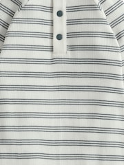 Mamas & Papas Blue Ribbed Stripe 100% Cotton Sleepsuit - Image 3 of 3
