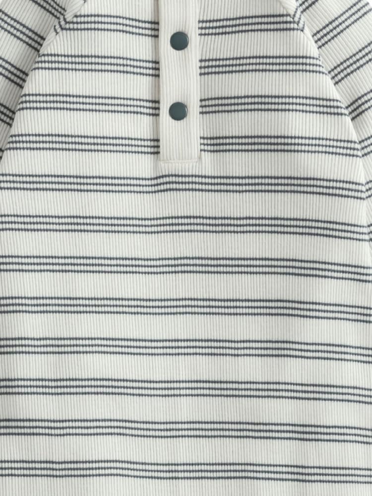 Mamas & Papas Blue Ribbed Stripe 100% Cotton Sleepsuit - Image 3 of 3 Mamas & Papas Blue Ribbed Stripe 100% Cotton Sleepsuit - Image 3 of 3