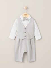 Mamas & Papas Cream Linen Waistcoat Mock Romper - Image 5 of 7