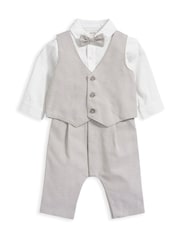 Mamas & Papas Cream Linen Waistcoat Mock Romper - Image 6 of 7