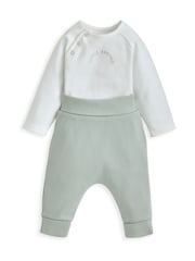 Mamas & Papas Green Little Brother Bodysuit & Leggings Set - Image 2 of 4
