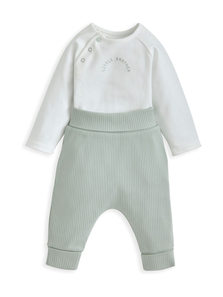 Mamas & Papas Green Little Brother Bodysuit & Leggings Set - Image 2 of 4