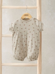Mamas & Papas Bear Print Shorts Brown Romper - Imagen 1 de 3