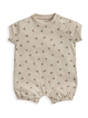 Mamas & Papas Bear Print Shorts Brown Romper - Imagen 2 de 3