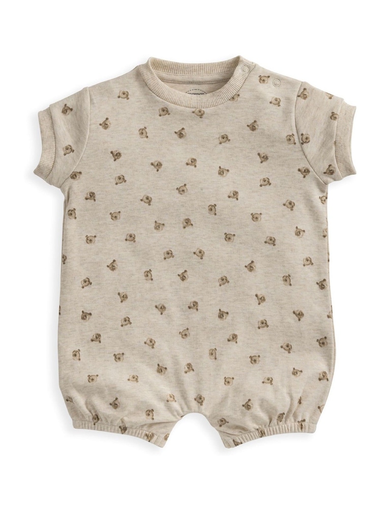 Mamas & Papas Bear Print Shorts Brown Romper - Imagen 2 de 3