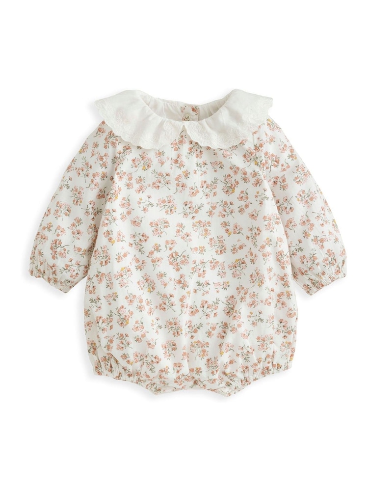 Mamas & Papas Wildflower 100% Cotton White Romper - Image 2 of 3