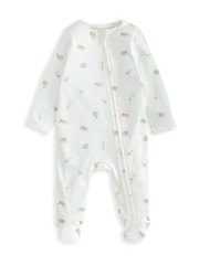 Pijamas tipo pelele de algodón 100 % en color crema con cremallera asimétrica y estampado de safari de Mamas & Papas - Imagen 2 de 3