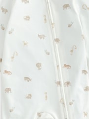 Pijamas tipo pelele de algodón 100 % en color crema con cremallera asimétrica y estampado de safari de Mamas & Papas - Imagen 3 de 3