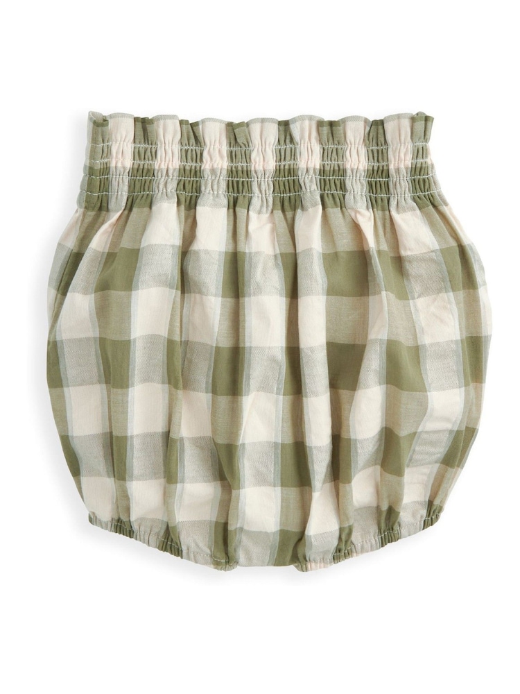 Mamas & Papas Green 100% Cotton Gingham Dress And Bloomer Set - Image 3 of 3