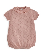 Mamas & Papas Pink 100% Cotton Knitted Romper And Cardigan Set - Image 3 of 5