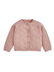 Mamas & Papas Pink 100% Cotton Knitted Romper And Cardigan Set - Image 5 of 5