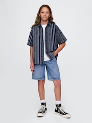 Gap Navy/Blue Stripe Relaxed Indigo Stripe Shirt (4-13yrs) - Image 3 of 5