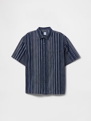 Gap Navy/Blue Stripe Relaxed Indigo Stripe Shirt (4-13yrs) - Image 4 of 5