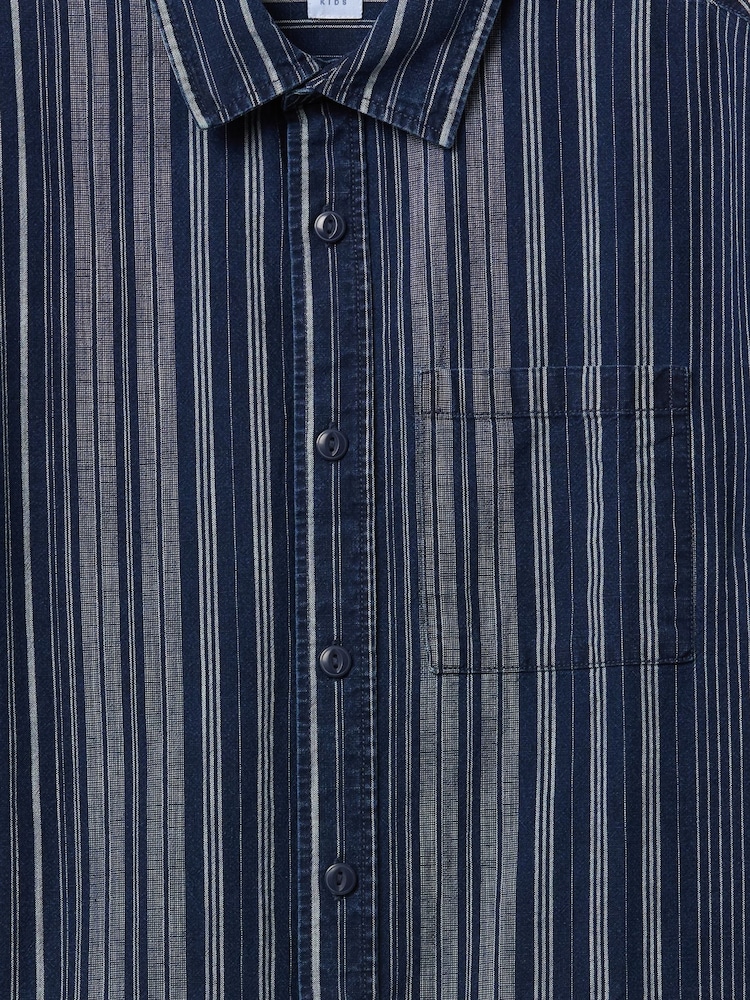 Gap Navy/Blue Stripe Relaxed Indigo Stripe Shirt (4-13yrs) - Image 5 of 5 Gap Navy/Blue Stripe Relaxed Indigo Stripe Shirt (4-13yrs) - Image 5 of 5