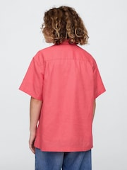 Gap Coral Pink Linen-Cotton Relaxed Shirt (4-13yrs) - Image 2 of 4