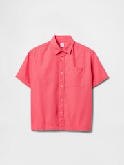 Gap Coral Pink Linen-Cotton Relaxed Shirt (4-13yrs) - Image 3 of 4