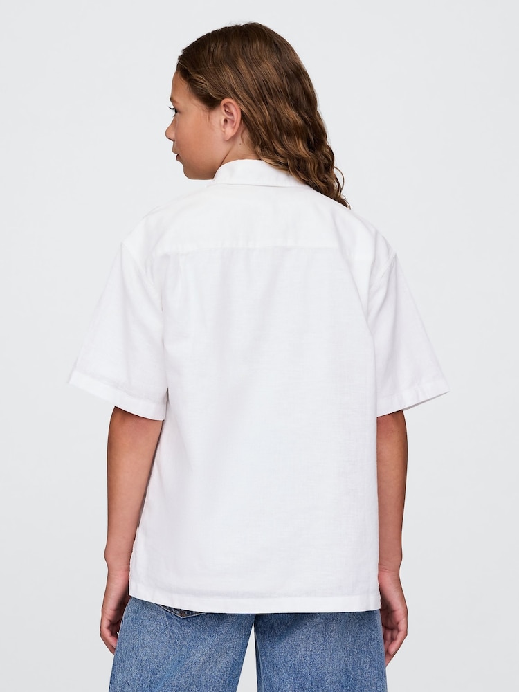 Gap White Linen-Cotton Relaxed Shirt (4-13yrs) - Image 2 of 5