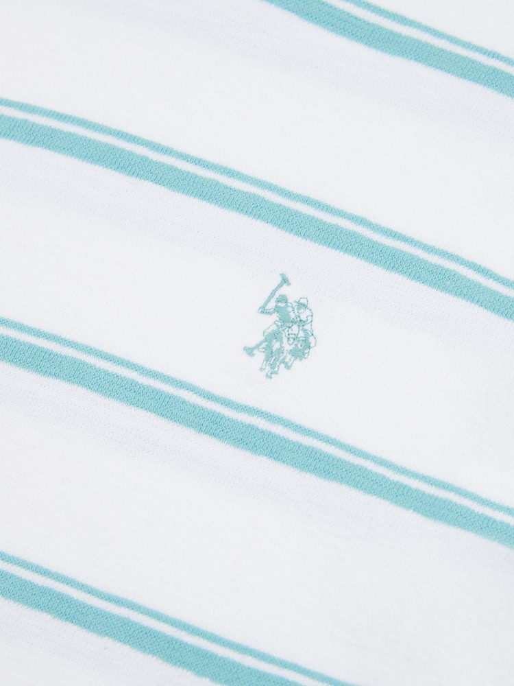 U.S. Polo Assn. White Mens Terry Stripe 100% Cotton T-Shirt - Image 3 of 3 U.S. Polo Assn. White Mens Terry Stripe 100% Cotton T-Shirt - Image 3 of 3