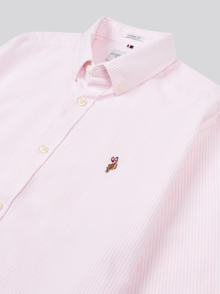 U.S. Polo Assn. Pink Mens Oxford Stripe 100% Cotton Shirt - Image 3 of 3