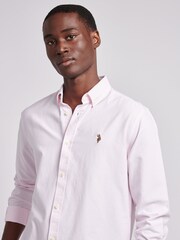 U.S. Polo Assn. Pink Mens Oxford Stripe 100% Cotton Shirt - Image 5 of 9