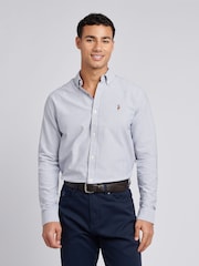U.S. Polo Assn. Blue Mens Oxford Stripe 100% Cotton Shirt - Image 1 of 6