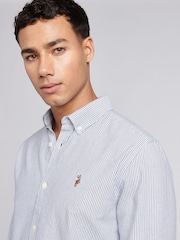 U.S. Polo Assn. Blue Mens Oxford Stripe 100% Cotton Shirt - Image 2 of 6