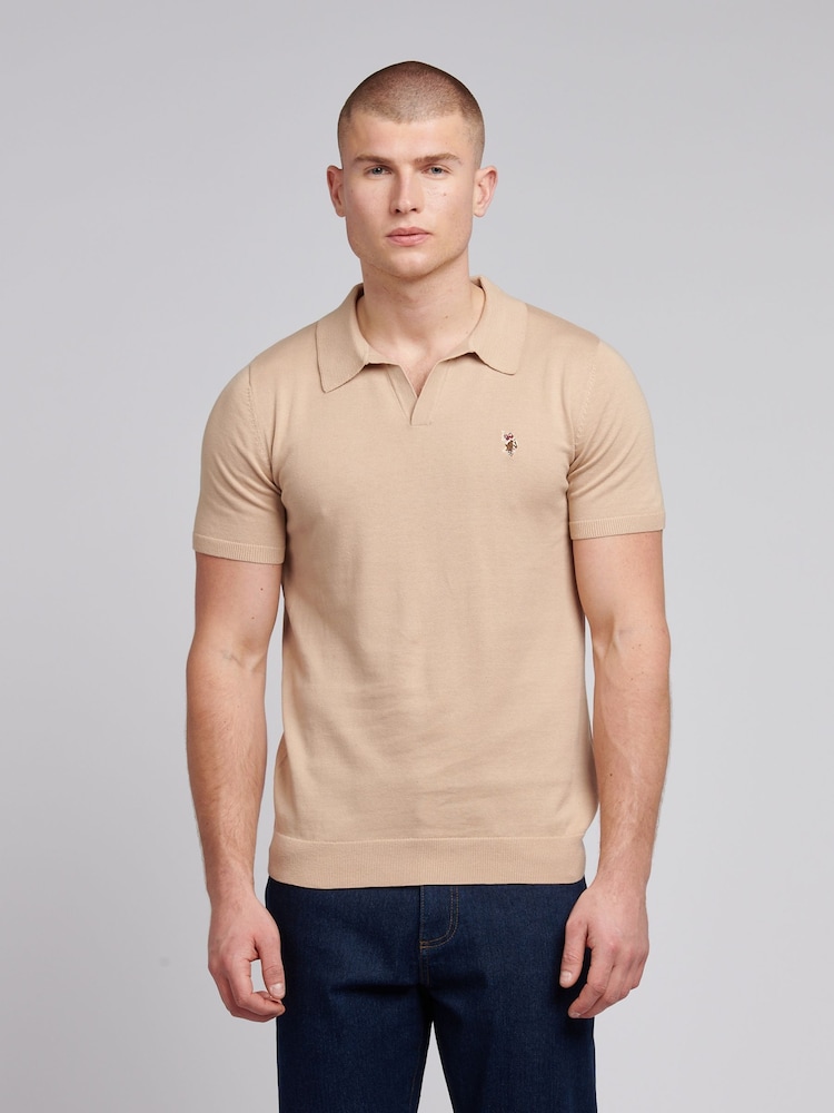 U.S. Polo Assn. Natural Mens Combed 100% Cotton Revere Polo Shirt - Image 1 of 7 U.S. Polo Assn. Natural Mens Combed 100% Cotton Revere Polo Shirt - Image 1 of 7