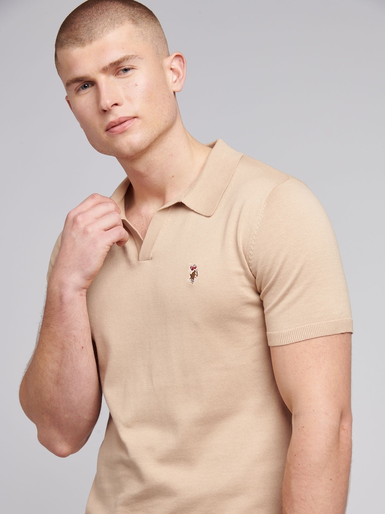 U.S. Polo Assn. Natural Mens Combed 100% Cotton Revere Polo Shirt - Image 4 of 7