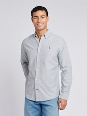 U.S. Polo Assn. Green Mens Peached 100% Cotton Oxford Shirt - Image 1 of 5