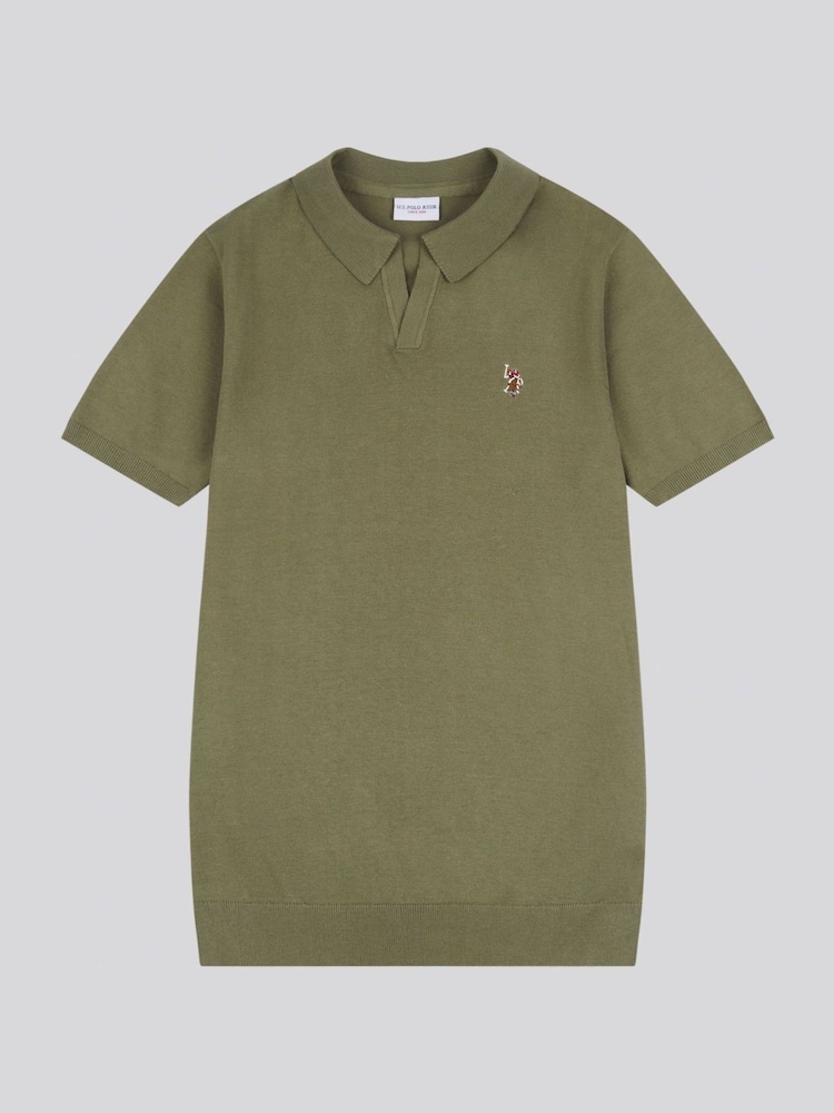 U.S. Polo Assn. Green Mens Combed 100% Cotton Revere Polo Shirt - Image 5 of 7