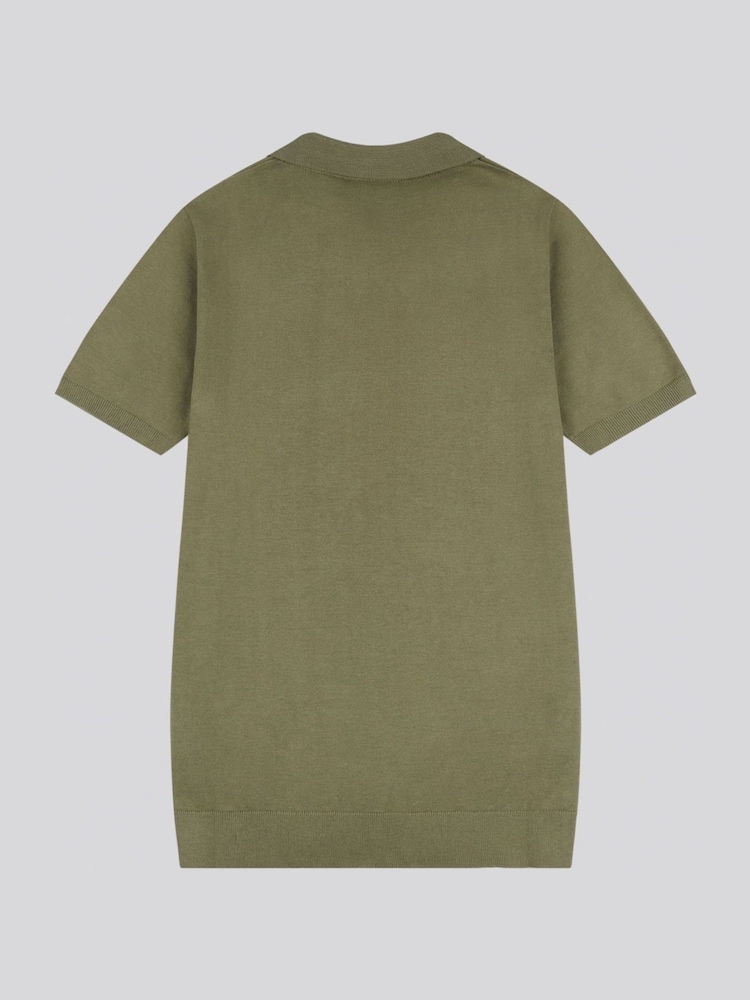 U.S. Polo Assn. Green Mens Combed 100% Cotton Revere Polo Shirt - Image 6 of 7