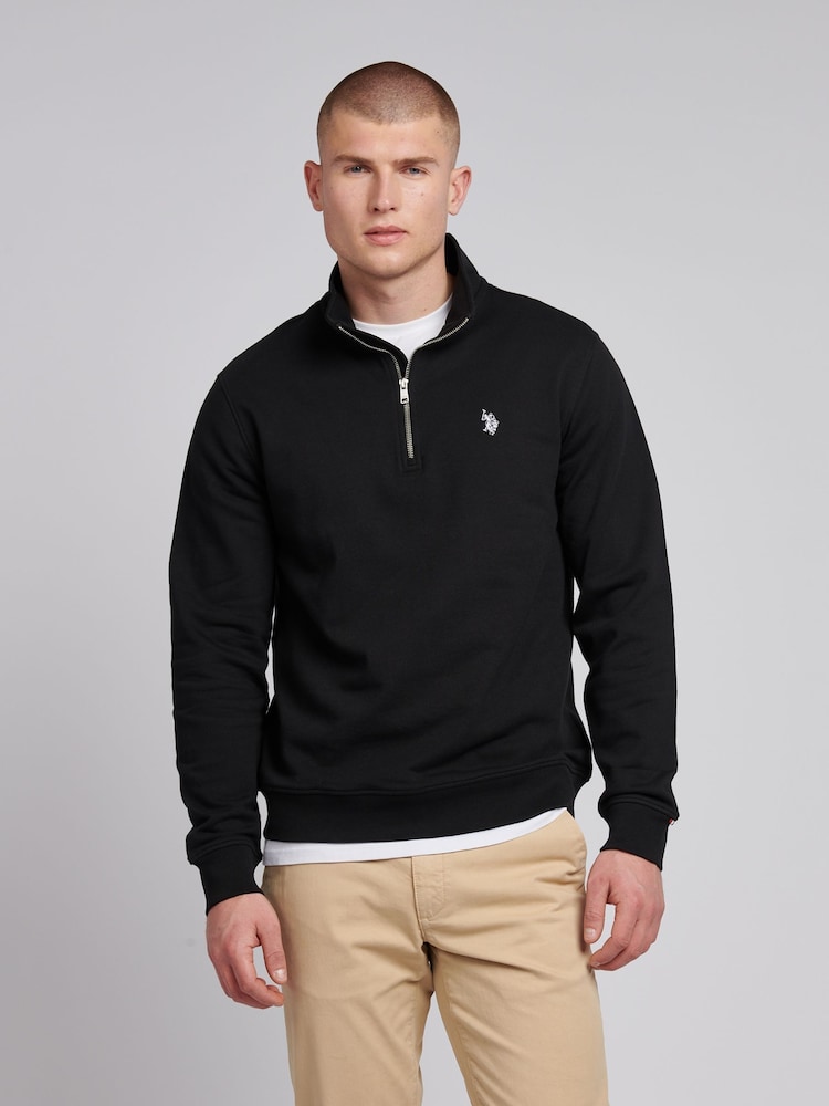 U.S. Polo Assn Black Mens 1/4 Zip Sweatshirt - Image 1 of 9