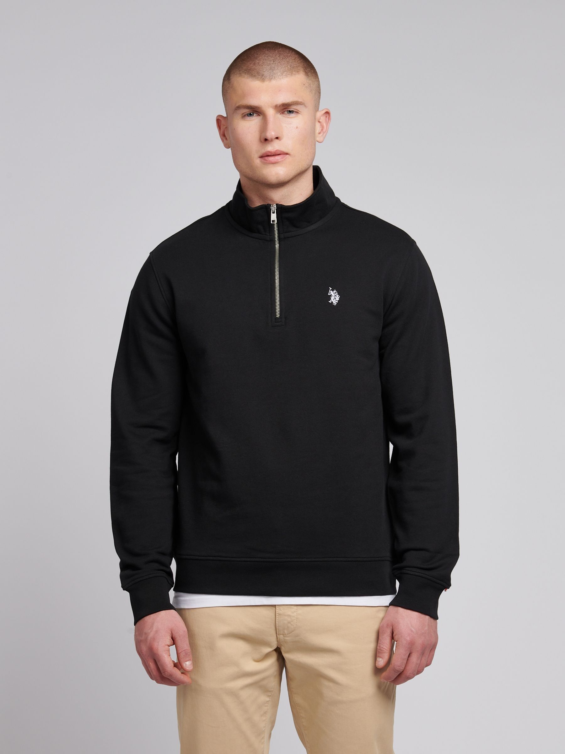 Buy U.S. Polo Assn Black Mens Quarter Zip Sweatshirt from Next USA
