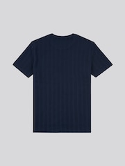 U.S. Polo Assn. Blue Mens Double Horsemen Vertical Stripe Textured 100% Cotton T-Shirt - Image 6 of 7