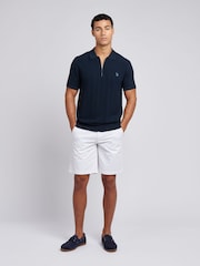 Blau - U.S. Polo Assn. Mens Zip Knit Polo Shirt - Bild 3 von 7
