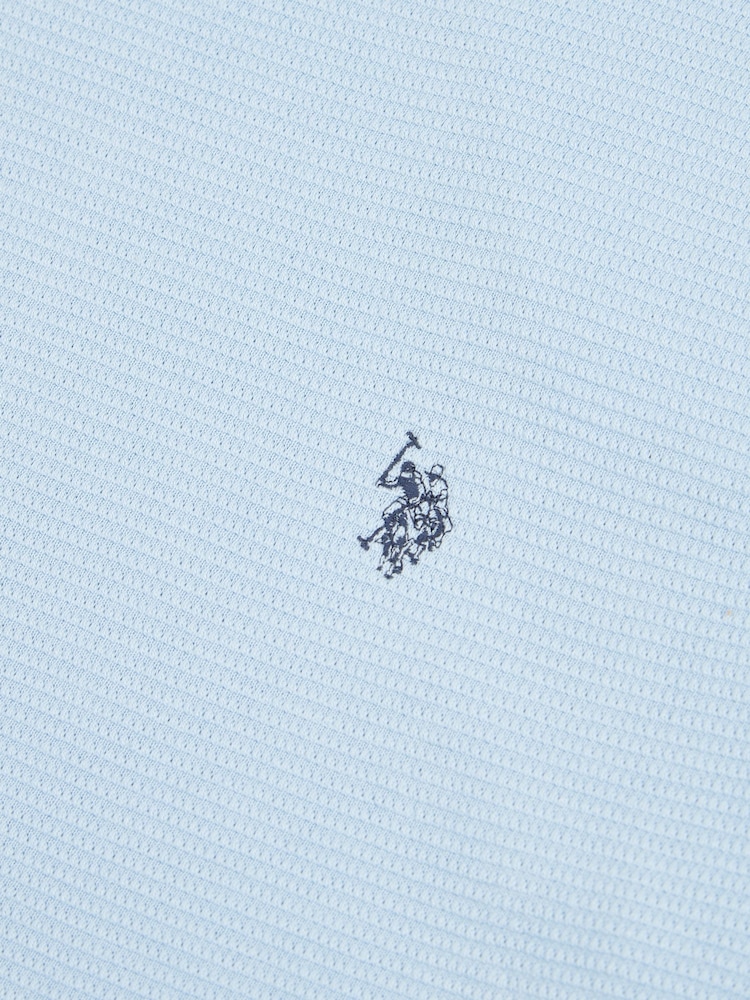 U.S. Polo Assn. Blue Mens Texture Double Horsemen 100% Cotton T-Shirt - Image 3 of 3