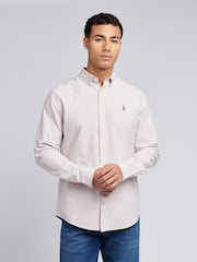 U.S. Polo Assn. Natural Mens Peached 100% Cotton Oxford Shirt - Image 1 of 6