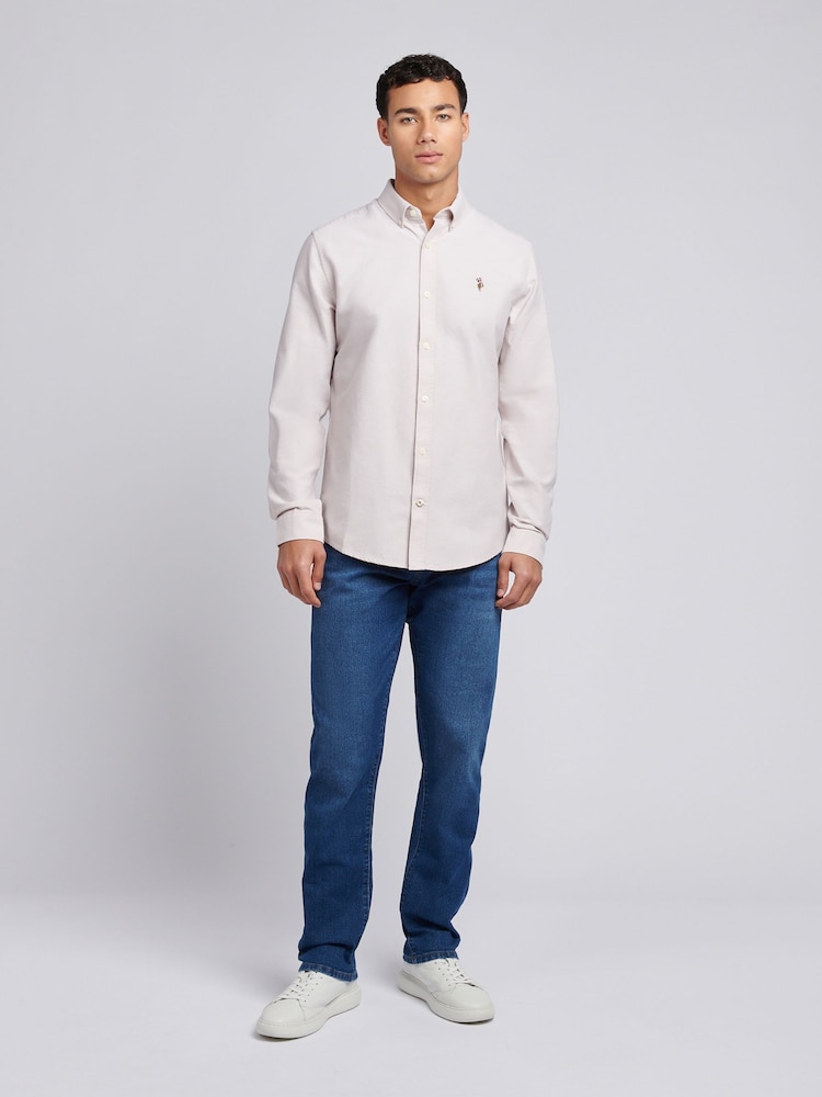 U.S. Polo Assn. Natural Mens Peached 100% Cotton Oxford Shirt - Image 4 of 6