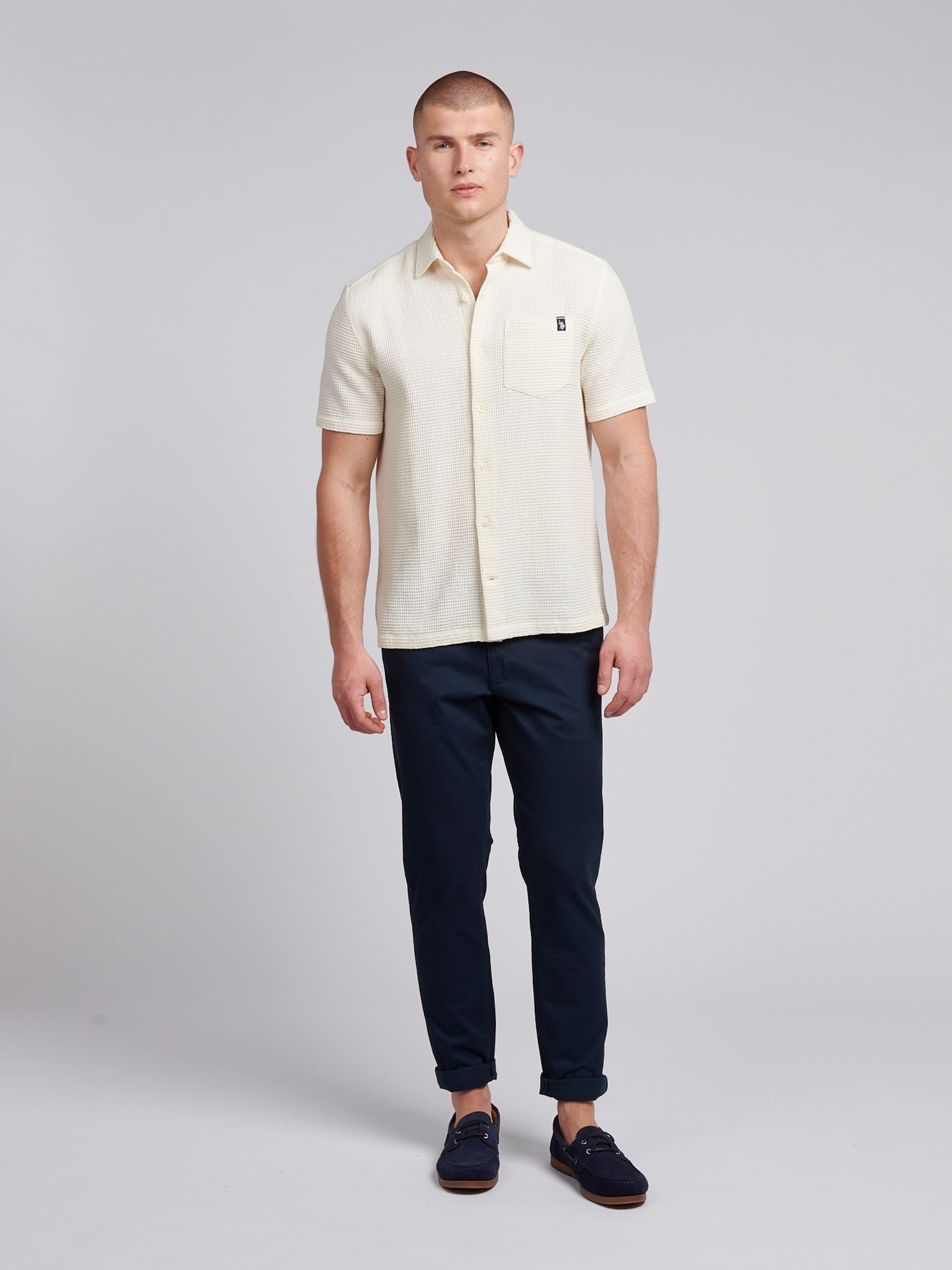 Buy U.S. Polo Assn. White Mens Textured Waffle Short Sleeve 100