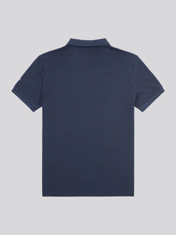 U.S. Polo Assn. Blue Mens Check Texture 100% Cotton Polo Shirt - Image 2 of 4 U.S. Polo Assn. Blue Mens Check Texture 100% Cotton Polo Shirt - Image 2 of 4