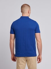 Синий - U.S. Polo Assn Mens Stripe Textured Zip Polo Shirt - Image 4 of 7