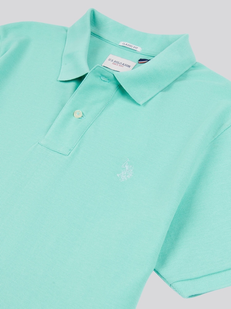U.S. Polo Assn. Blue Mens Pique 100% Cotton Polo Shirt - Image 7 of 7