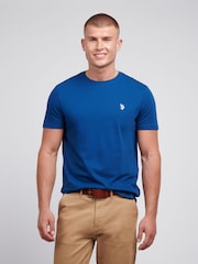 синее небо - U.S. Polo Assn. Mens Regular Fit Double Horsemen 100% Cotton T-Shirt - Image 1 of 4
