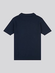 Синий - US Polo Assn. Мужская фактурная рубашка поло из 100% хлопка с открытым воротником - Image 5 of 6