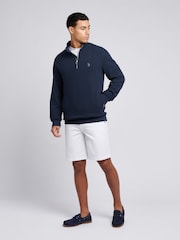 U.S. Polo Assn. Blue Mens Double Horsemen Vertical Texture Funnel 100% Cotton Top - Image 3 of 7